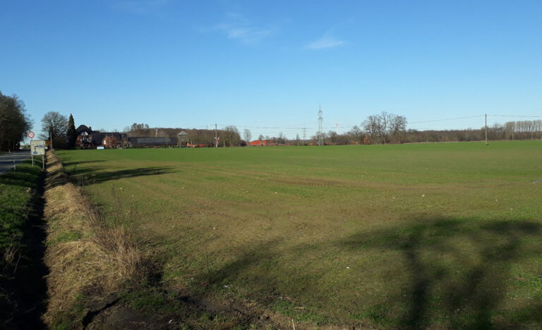 Seit Anfang Februar 2021 ist das Gebiet südlich der Nordlippestraße, der Grüne Winkel, nicht mehr Gegenstand der Planungen für ein neues Gewerbegebiet. Kommuniziert wurde das allerdings zu spät. Foto: Klaus Brüggemann