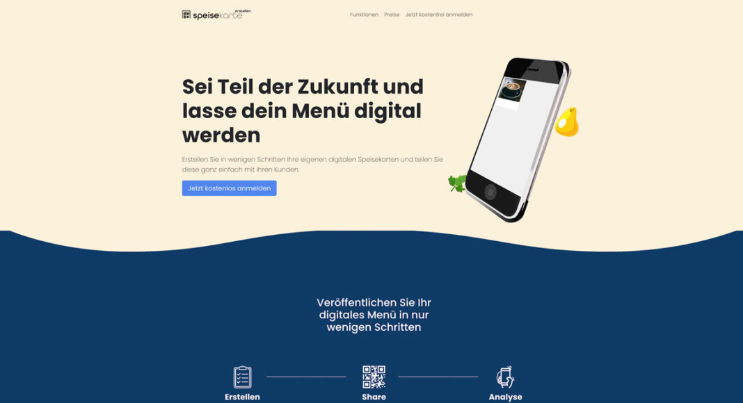 In wenigen Schritten die eigenen digitale Speisekarte erstellen und mit Ihren Kunden teilen. Foto: Mindroid UG