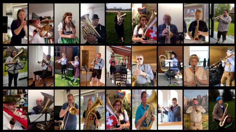 Während eines ZOOM-Onlinetreffens im April beschlossen die Musiker dann, ein drittes Videoprojekt anzugehen, um den Mitmenschen weiter Hoffnung zu geben und ein Lächeln ins Gesicht zu zaubern. Sie nahmen gemeinsam das Stück „Heidi" auf. Foto: Bläsercorps