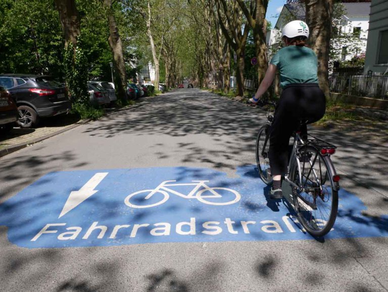 Die Platanenallee in Unna ist eine Fahrradstraße. Foto: Birgit Kalle – Kreis Unna