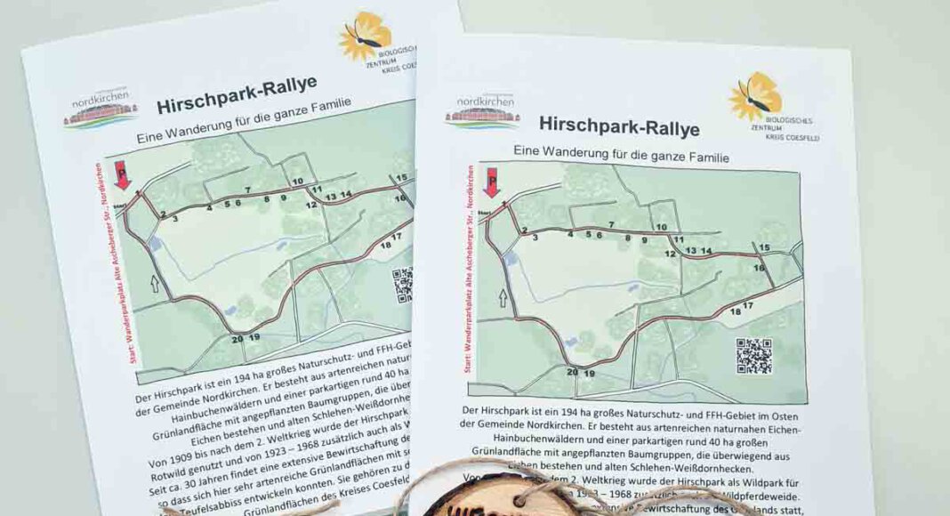 Wurden alle Stationen der Hirschpark-Rallye erfolgreich gemeistert und der Lösungssatz gefunden, dürfen sich alle Naturforscher eine Hirschpark-Medaille entweder in der Tourist Information Nordkirchen oder im Biologischen Zentrum in Lüdinghausen abholen. Foto: Gemeinde Nordkirchen, Kathrin Schürmann-Schlieker