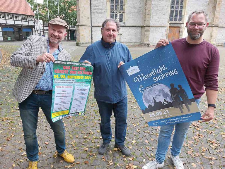 Hubertus Waterhues (von links), Darko Vukovic und David Ruschenbaum stellten das Programm für das Wochenende 24./25. September vor. Foto: Wagner
