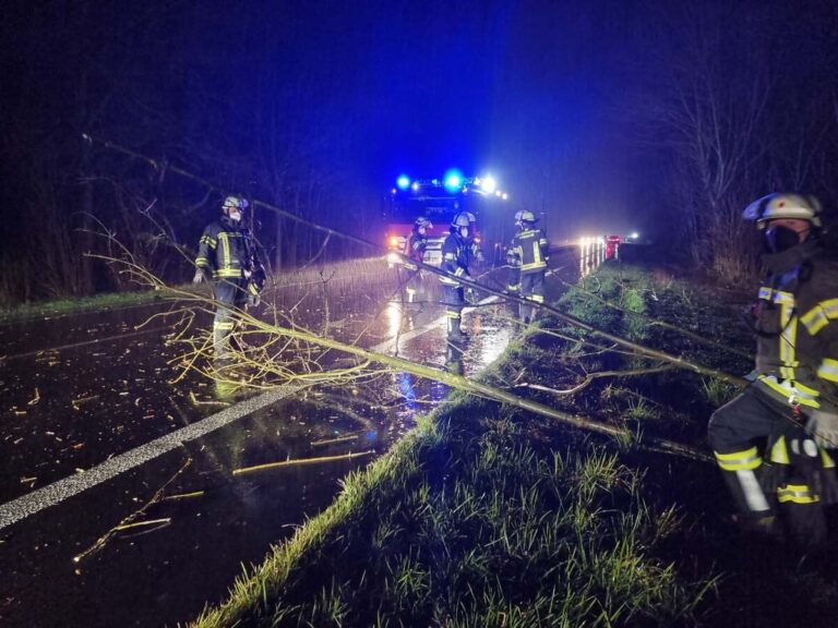 Der Löschzug 1 Stadtmitte sowie die Löschgruppe 4 aus Holthausen der Freiwilligen Feuerwehr Werne wurden am Sonntagabend zu einem sturmbedingten Einsatz im Werner Norden alarmiert. Foto: Feuerwehr Werne