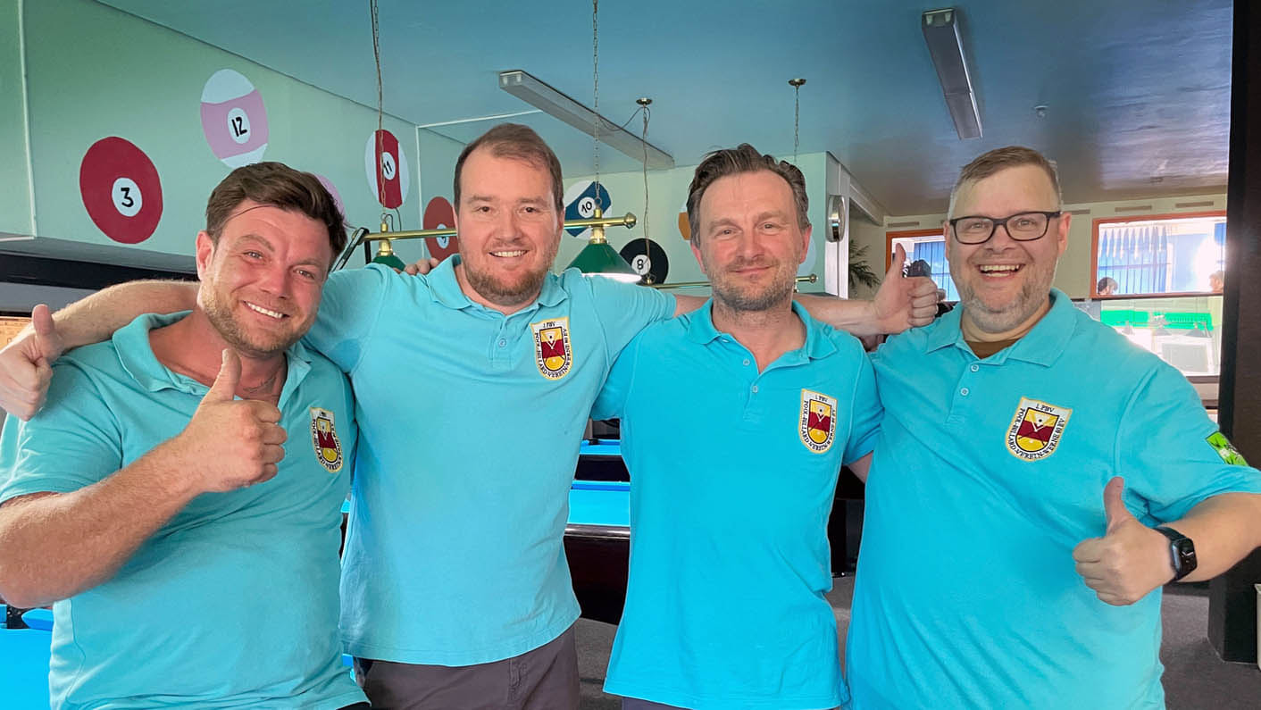 Der PBV Werne mit (v.l.) Benny Scholz, Bastian Kramer, Andreas Wegener und Markus Klimecki hatte Pech im Relegationsspiel zur Verbandsliga und verpasste den Aufstieg. Foto: PBV