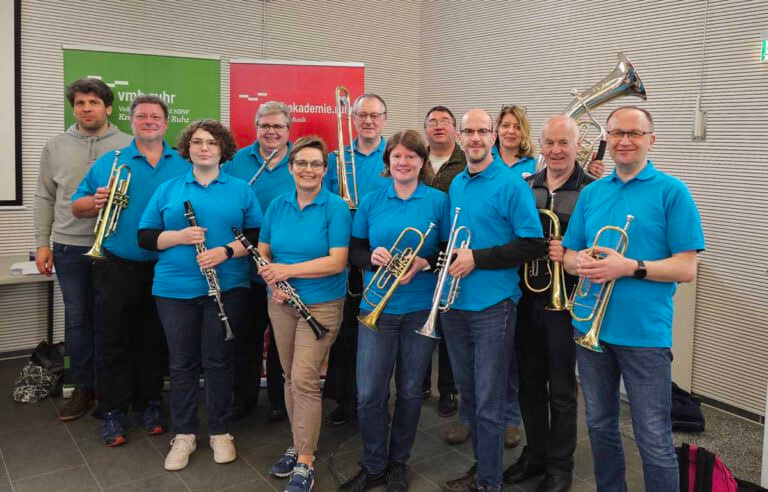 Musiker/innen des Bläsercorps Werne nahmen an einem Workshop “Blasorchester” des Volksmusikerbundes (VMB) teil. Foto: Linnemann