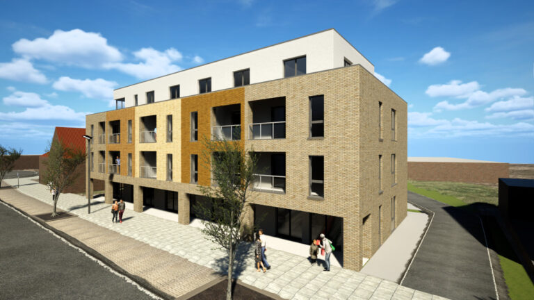 Das Wohnquartier "Alte Post" soll 25 Wohnungen verschiedenen Zuschnitts und unter den Arkaden im Erdgeschoss gewerbliche Flächen erhalten. Abbildung: Steinhoff-Architekten