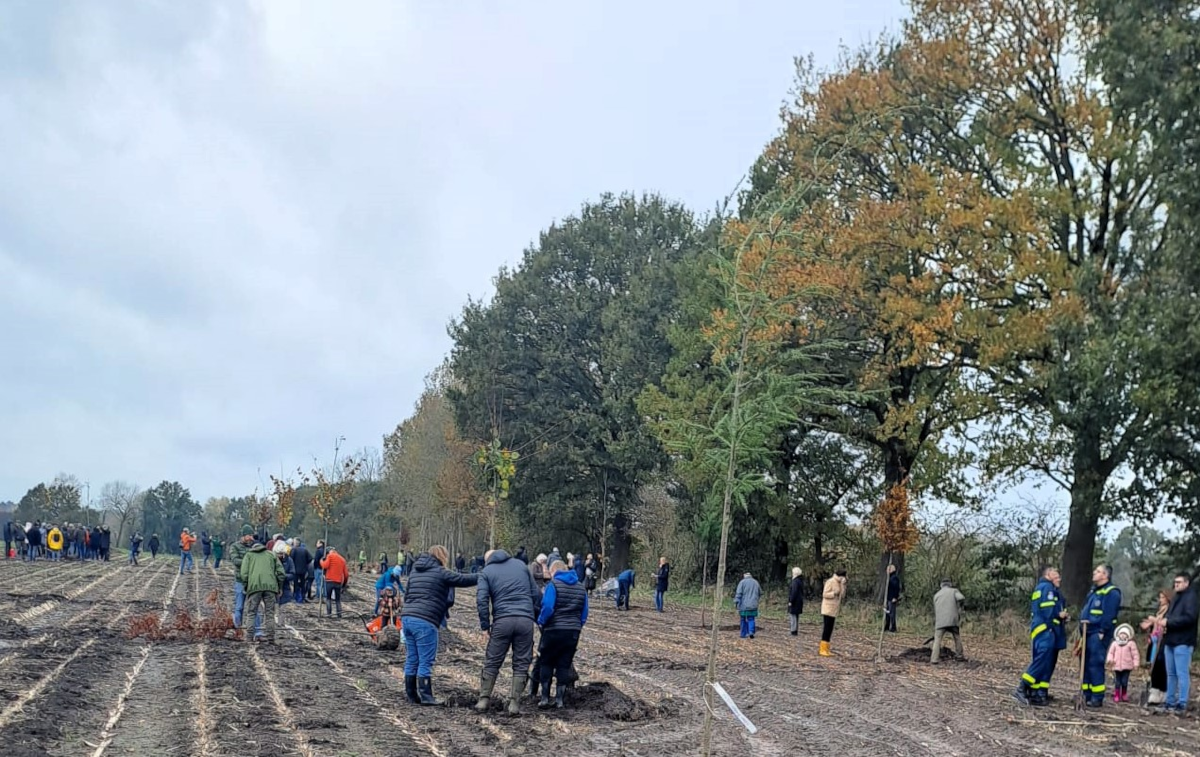 Spaten und Gummistiefel waren bei der ersten Baumpflanzaktion im Bürgerwald III die wichtigsten Utensilien. Foto: Stadt Werne