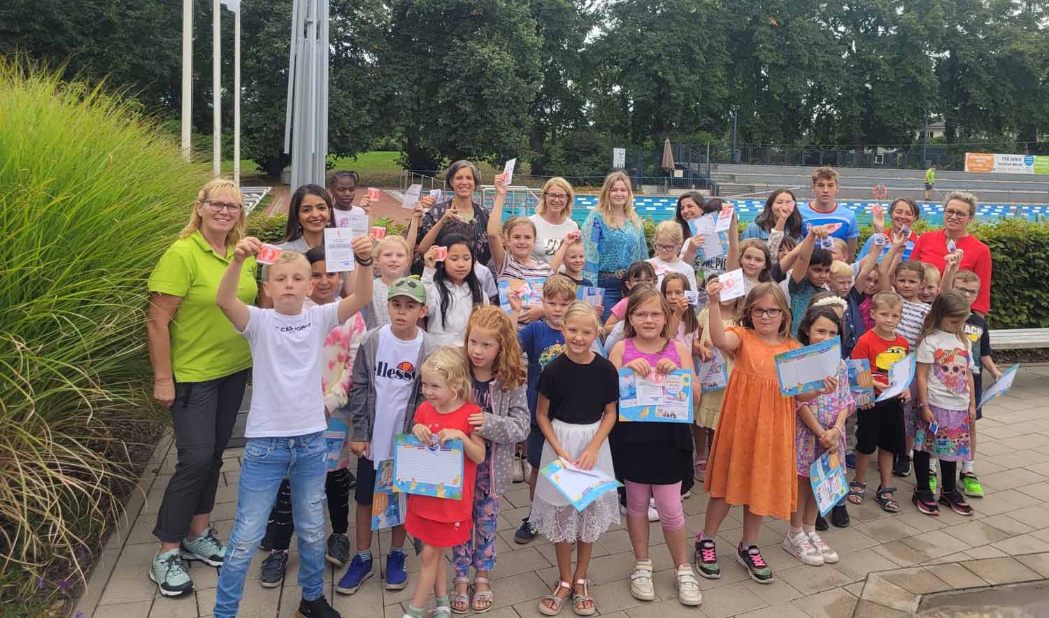 80 Kinder lernten im Solebad Werne in diesem Sommer die Grundlagen des Schwimmens. Foto: Solebad Werne