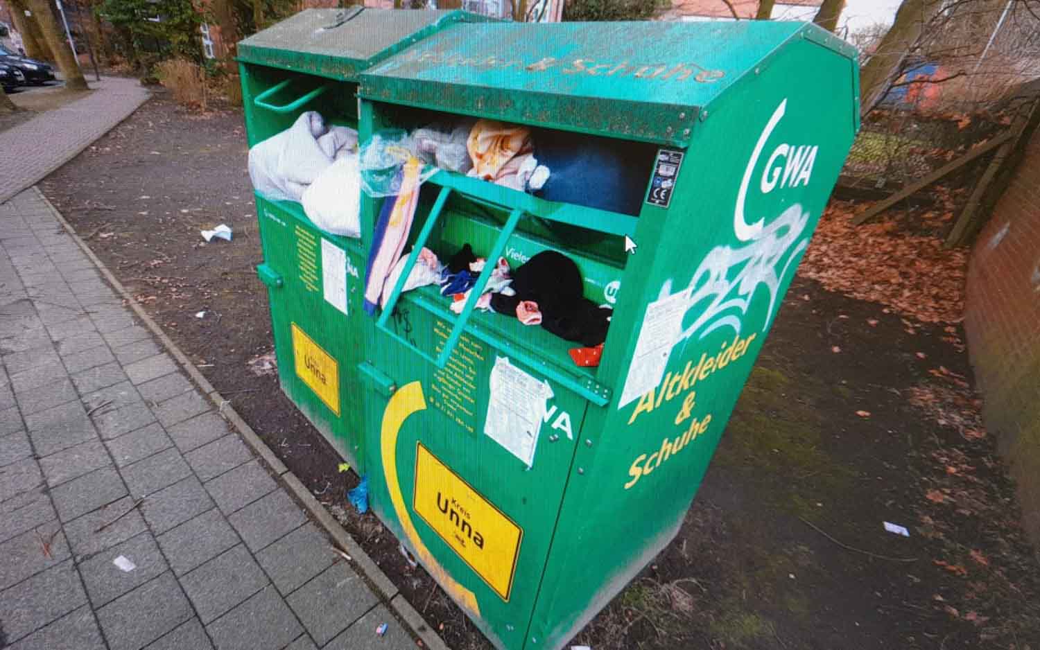 Ein Container für Altkleider und Schuhe der GWA in Werne. Foto: Volkmer