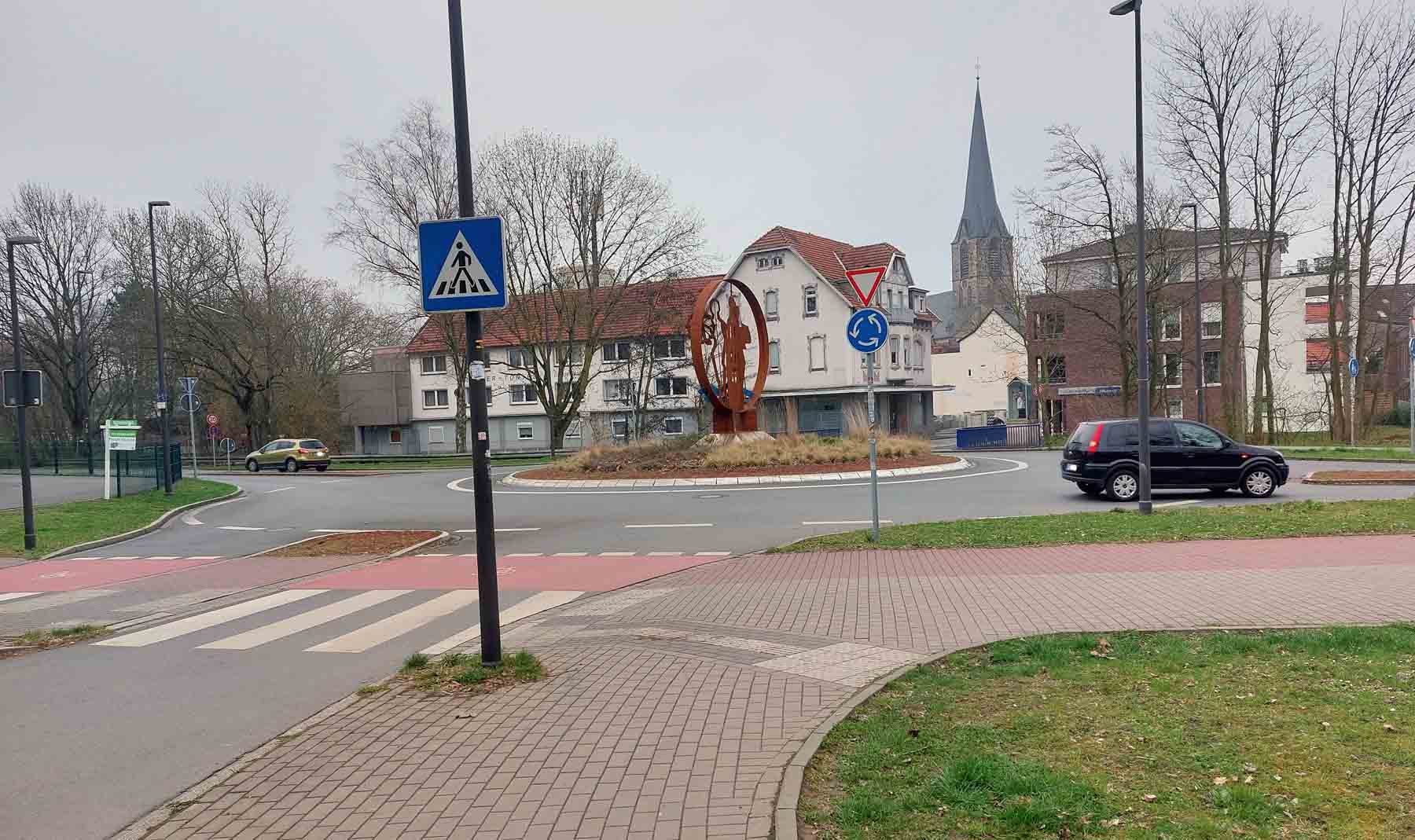 Eine neu identifizierte Unfallhäufungsstelle in Werne ist der Kreisverkehr Münsterstraße/Burgstraße/Becklohhof. Foto: Wagner