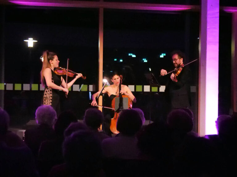 Vielseitigkeit, Virtuosität und emotionale Tiefe kennzeichneten das Spiel des Trios Lirico: Franziska Pietsch (Violine), Hila Karni (Violoncello) und Atilla Aldemir (Viola). Foto: Schwarze