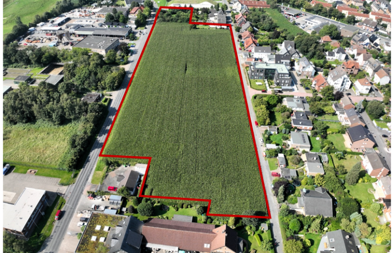 Das Plangebiet für das neue Wohnquartier zwischen "An den 12 Bäumen" und "Südring". Abb.: Stadt Werne