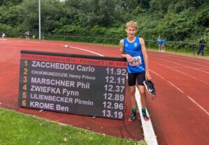 Carlo Zaccheddu (TV Werne) ging über 80m Hürden an den Start und wurde Westfalenmeister. Fotos: Verein