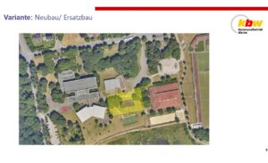 Ein Neu- oder Ersatzbau für das Anne-Frank-Gymnasium soll trotz der höheren finanziellen Belastung weiter geprüft werden. Quelle: KBW