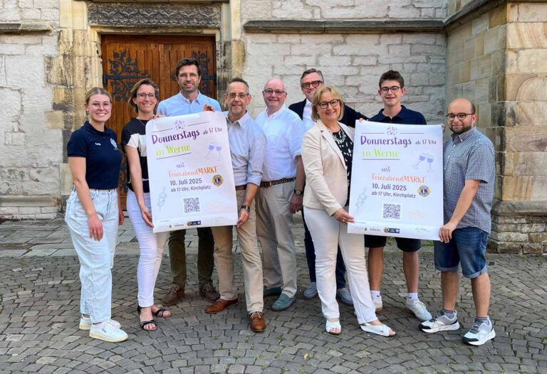 Die Leos, der Lions Club Werne in Westfalen und der Lions Club Werne an der Lippe laden am 10. Juli zum Feierabendmarkt auf dem Kirchplatz ein. Foto: privat