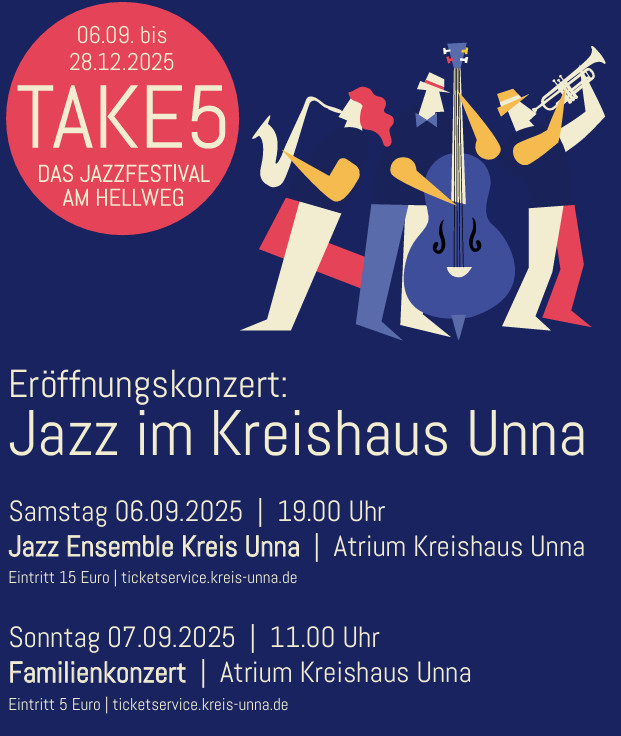 Das Atrium des Kreishauses Unna bietet die passende Kulisse für das Eröffnungskonzert von Westfalens größtem Jazzfestival 