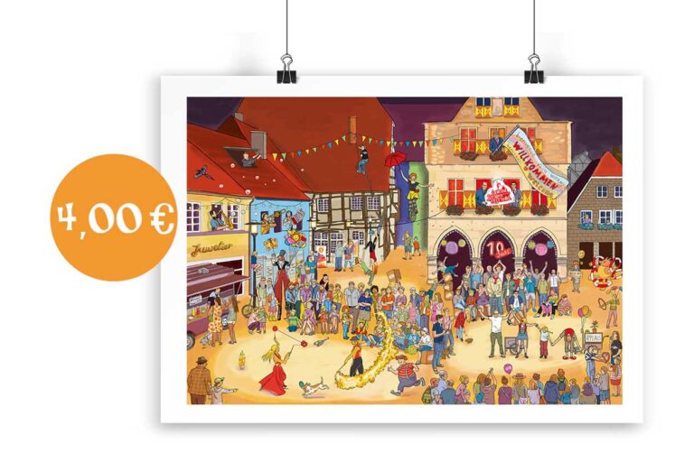 Das Wimmelbild zum StraßenFESTIVAL ist ab sofort erhältlich. Fotos: Werne Marketing GmbH