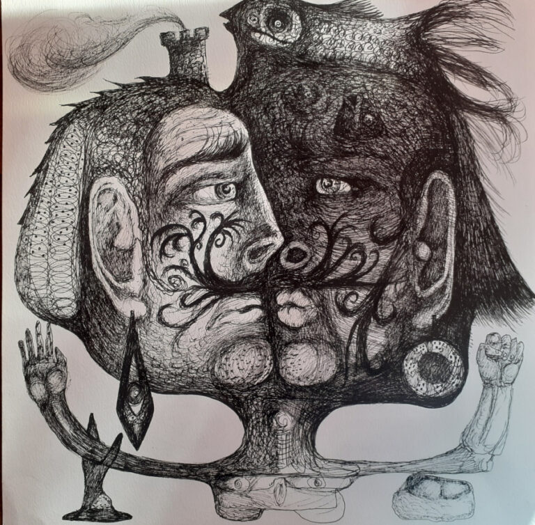 In seinen Tusche- und Pinselzeichnungen spürt der Hammer Künstler Oliver Fromm dem Dunklen in der Kunst nach. Zusehen ist seine Ausstellung ab 13, Dezember im Stadthaus-Foyer. Abb.: Oliver Fromm