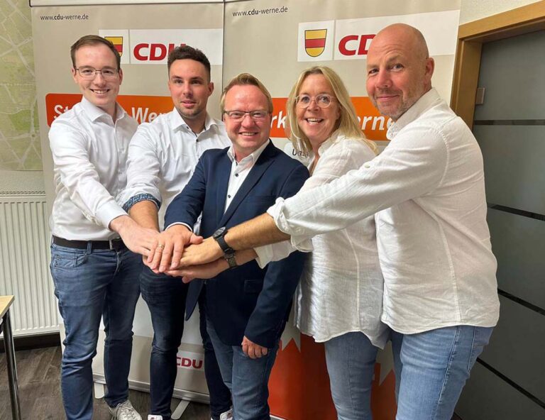 Ein Bild aus vergangenen Tagen: eine geschlossene CDU mit (von links) Christian Lang, Martin Cyperski, Jörg Weber, Uta Leisentritt und Markus Rusche. Auch eine interne Aufarbeitung konnte die Dauerfehde zwischen Cyperski und Leisentritt nicht beenden. Archivfoto: CDU