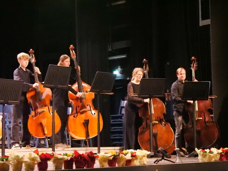 Das Bassensemble eröffnete das Neujahrskonzert des Musikschulkreises Lüdinghausen im Kolpingsaal. Foto: Schwarze