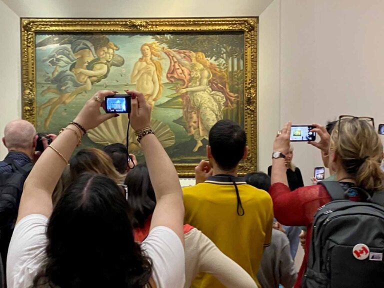 Botticellis „Geburt der Venus“ in den Uffizien in Florenz. Bild: Anke Schwarze.