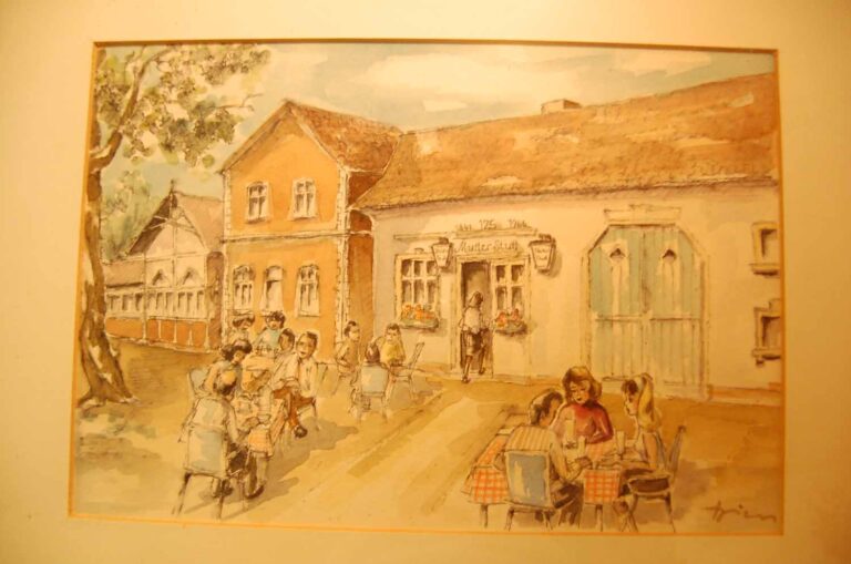 Idylle rund um das Ausflugslokal Mutter Stuff. Historische Ansicht aus der Gaststätte. Repro: Schwarze